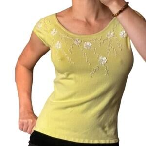 Fairycore Mother-of-Pearl Floral Top – Beaded Cottagecore Tee
